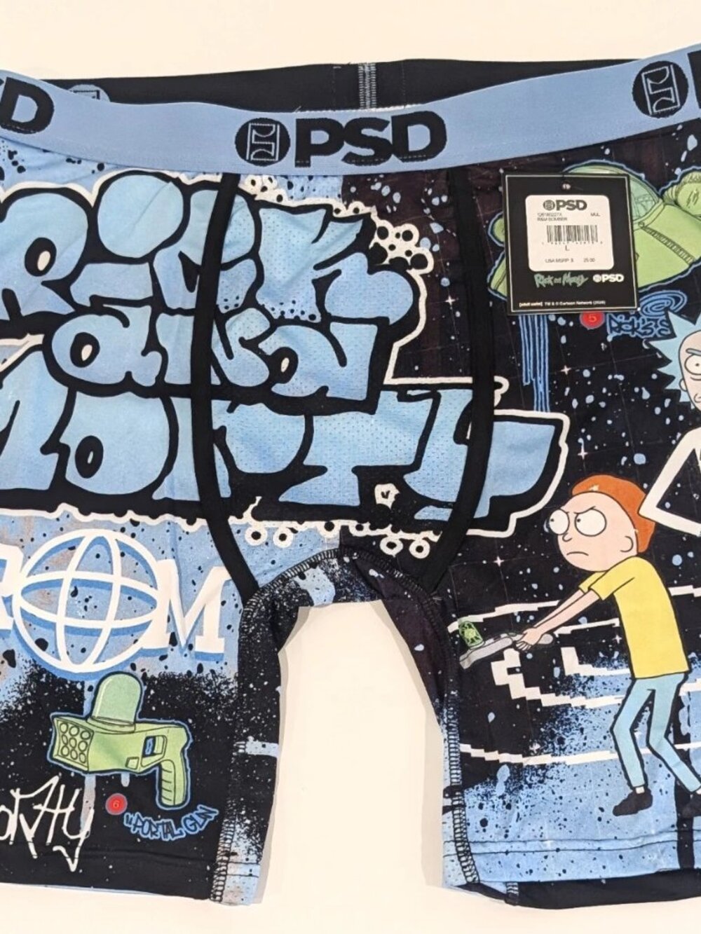 PSD Underwear Mens Large Rick and Morty Pickle Rick Bomber Boxer Briefs NWT